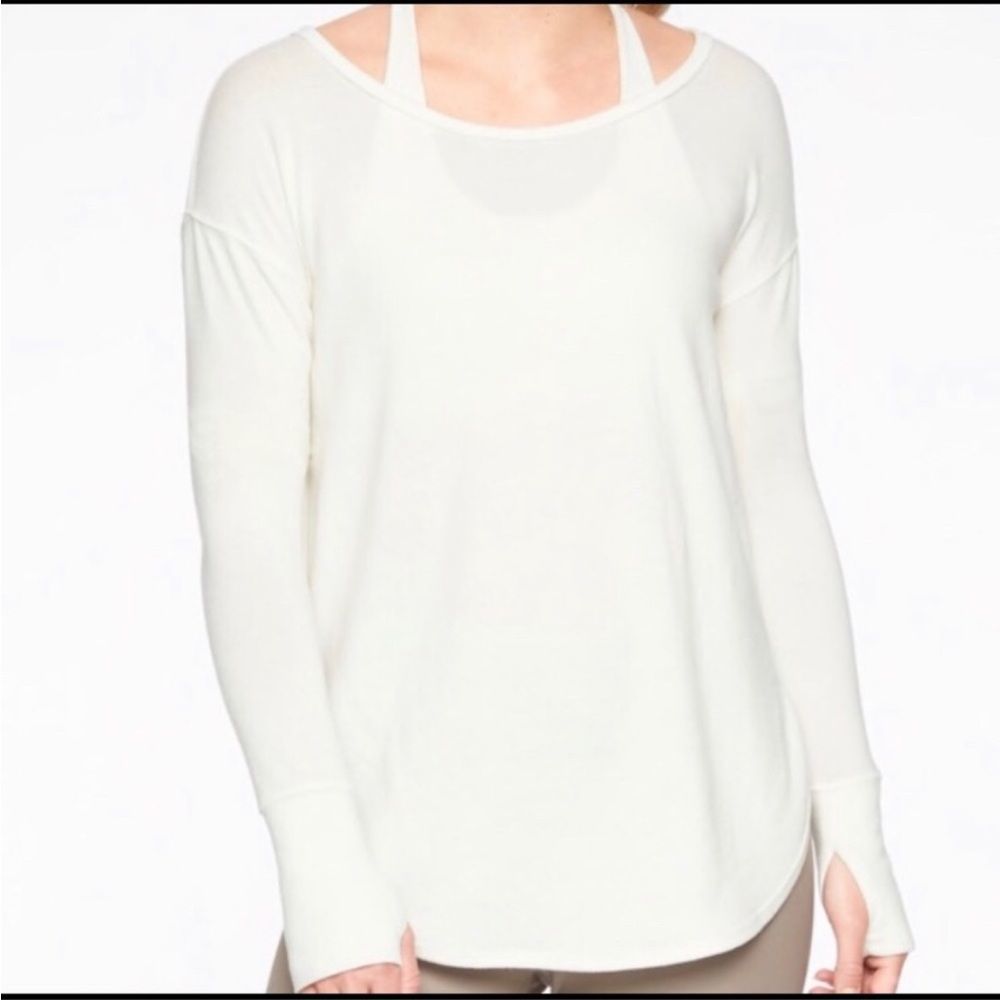 Athleta Lombard Off White Long Sleeve Top Medium